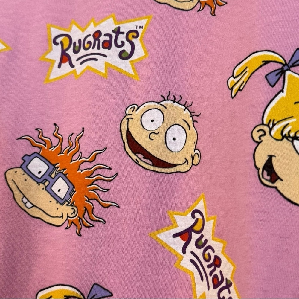 Nickelodeon Rugrats Pink Graphic Tee XL Angelica Chuckie Tommy All Over Print - Picture 2 of 4